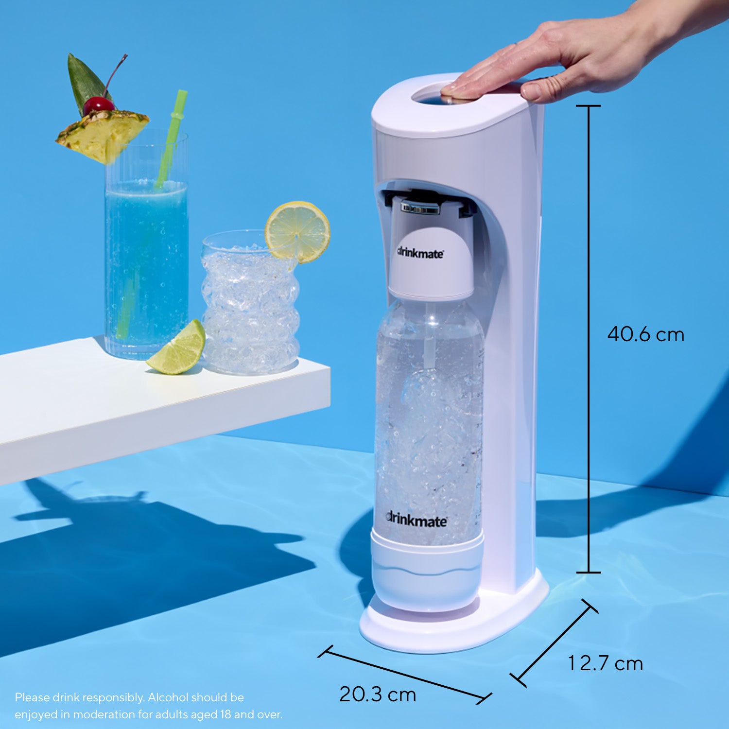 Omnifizz Soda Maker, Sparkling Water Maker, Machine Only | Blue