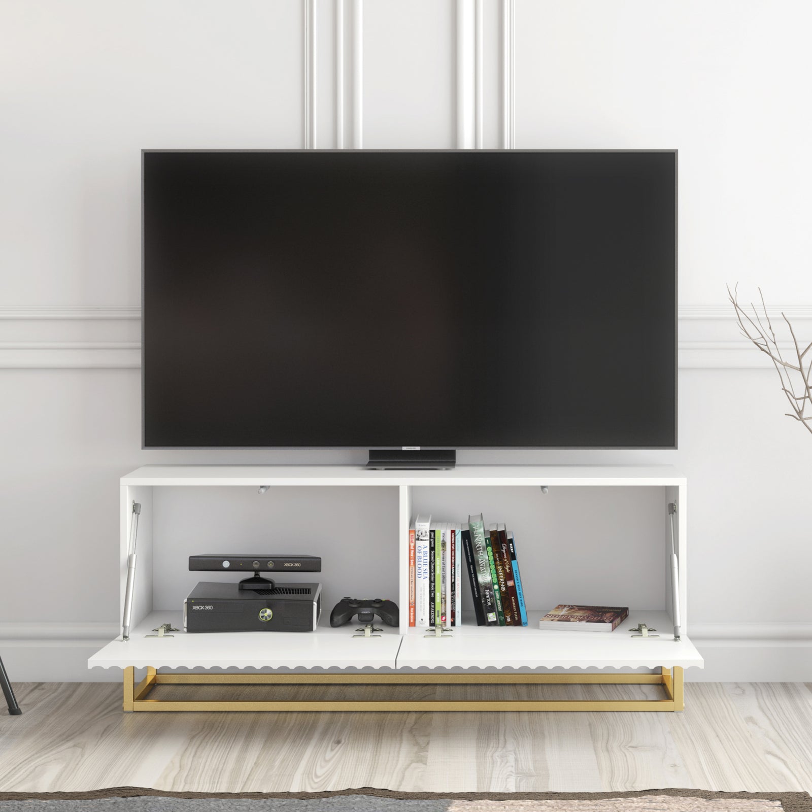 Ripple Tv Unit 100cm - Fluted Design | White