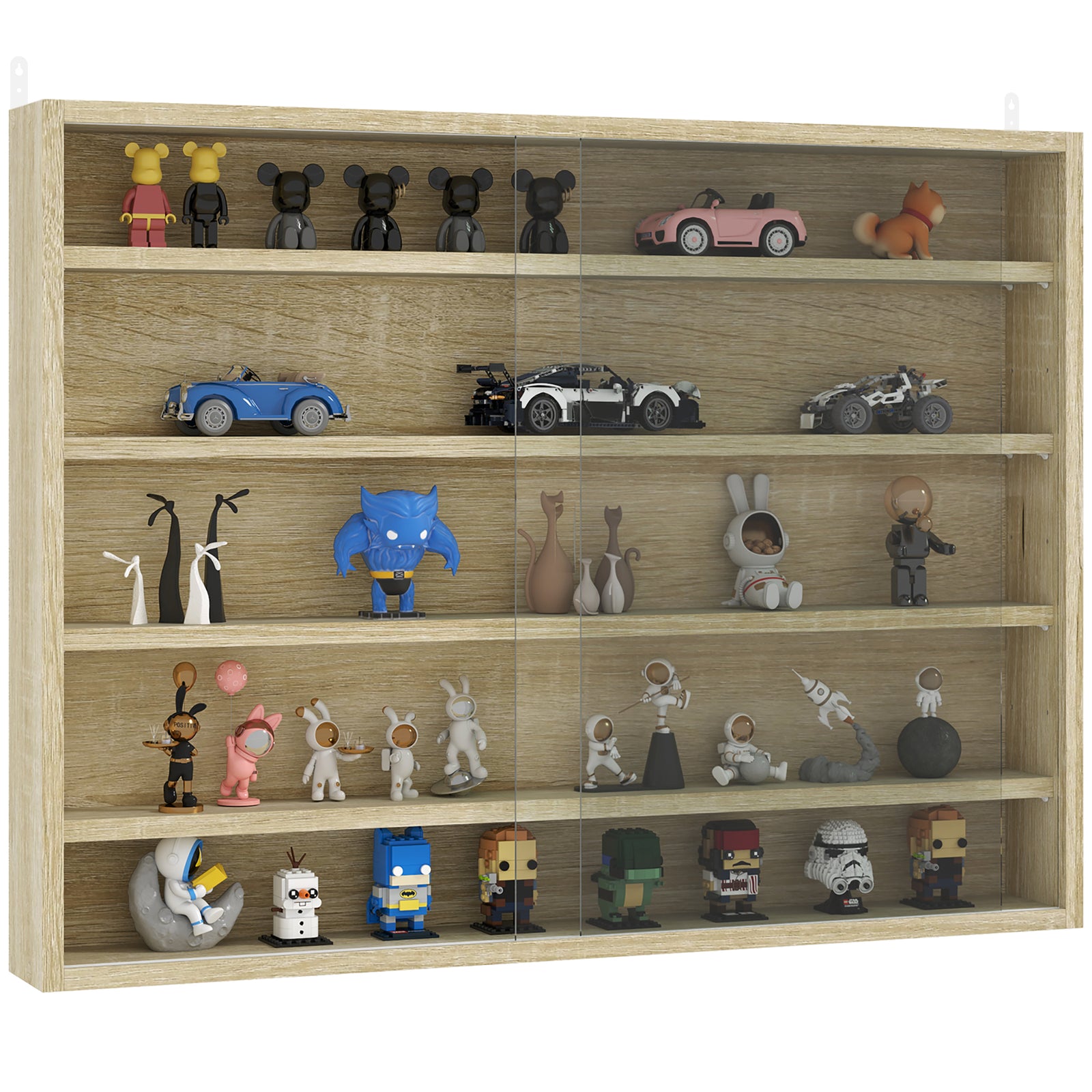 5-tier Wall Display Shelf Unit Cabinet W/ Shelves | Yellow