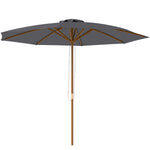 Wooden Garden Parasol With Rope Pulley Mechanism | Dark Grey