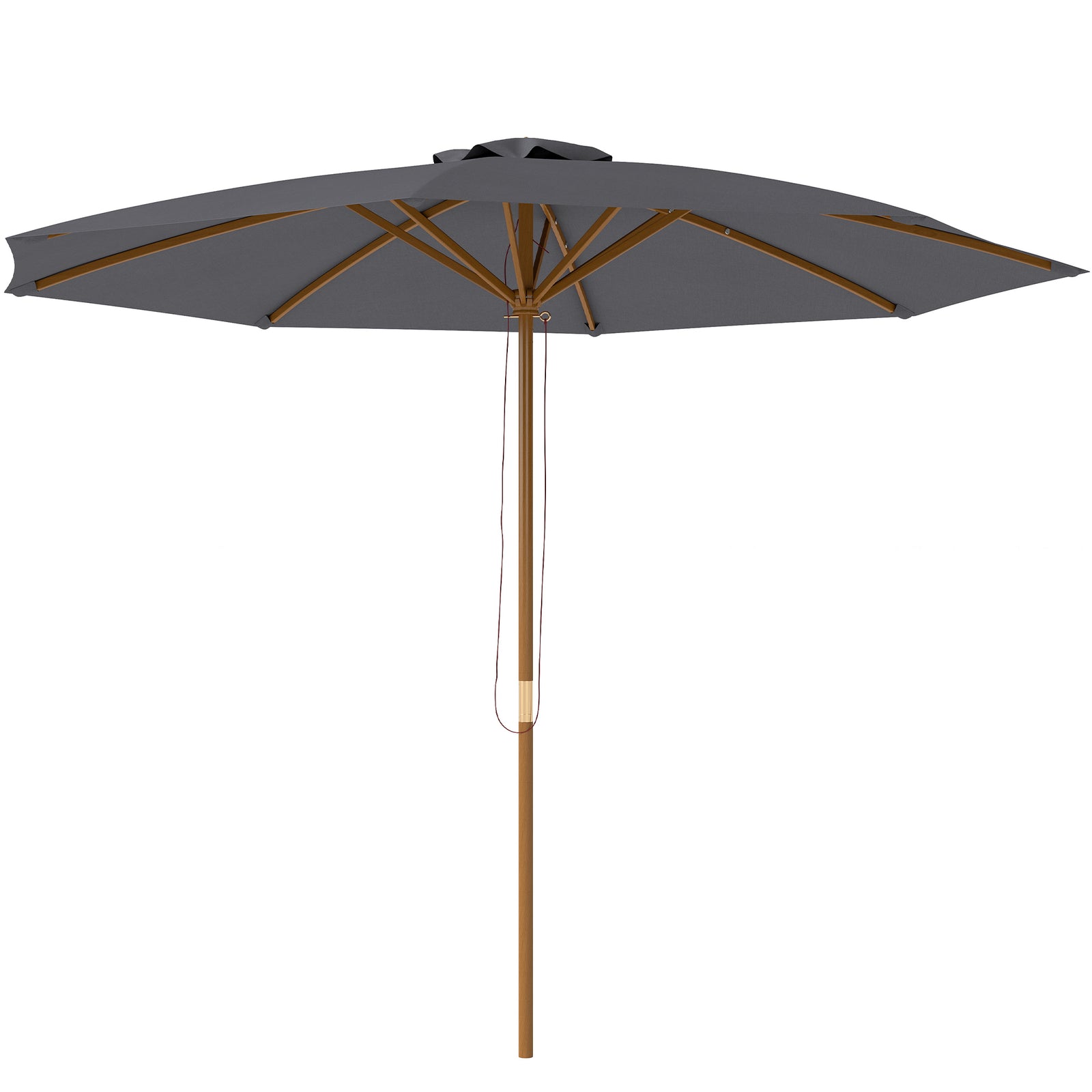 Wooden Garden Parasol With Rope Pulley Mechanism | Dark Grey