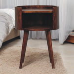 Solid Wood Chestnut Round Open Slot Bedside