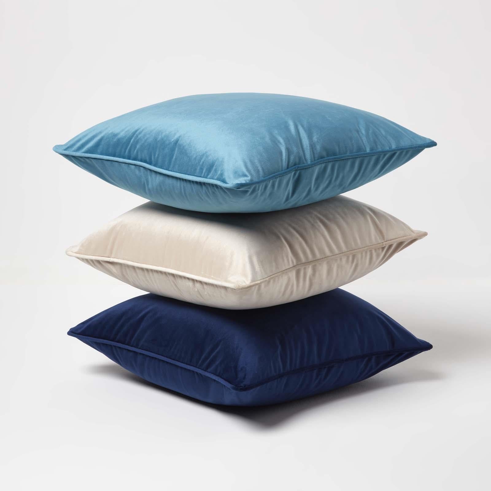 Filled Velvet Cushion With Piped Edge 46 X 46 Cm | 45cm x 45cm | Turquoise