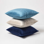 Filled Velvet Cushion With Piped Edge 46 X 46 Cm | 45cm x 45cm | Cream