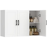 HOMCOM Wall Mounted Bathroom Cabinet With Adjustable Shelves, White
