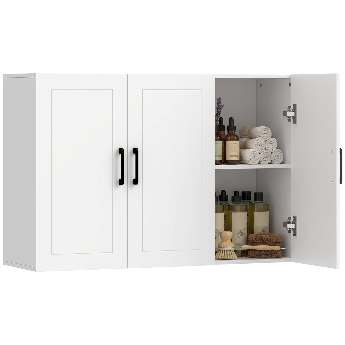 HOMCOM Wall Mounted Bathroom Cabinet With Adjustable Shelves, White