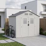 Breeins 8x4ft Apex Roof Plastic Garden Storage Shed With Lockable Door