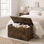 Storage Trunk For Living Room, With Safety Hinge, 80cm | Rustic Brown