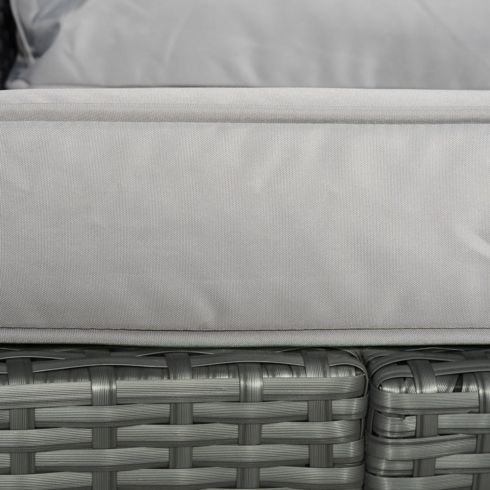 Cushioned Rattan Wicker Sofa, Recliner, Footstool, Table Set | Light Slate Gray