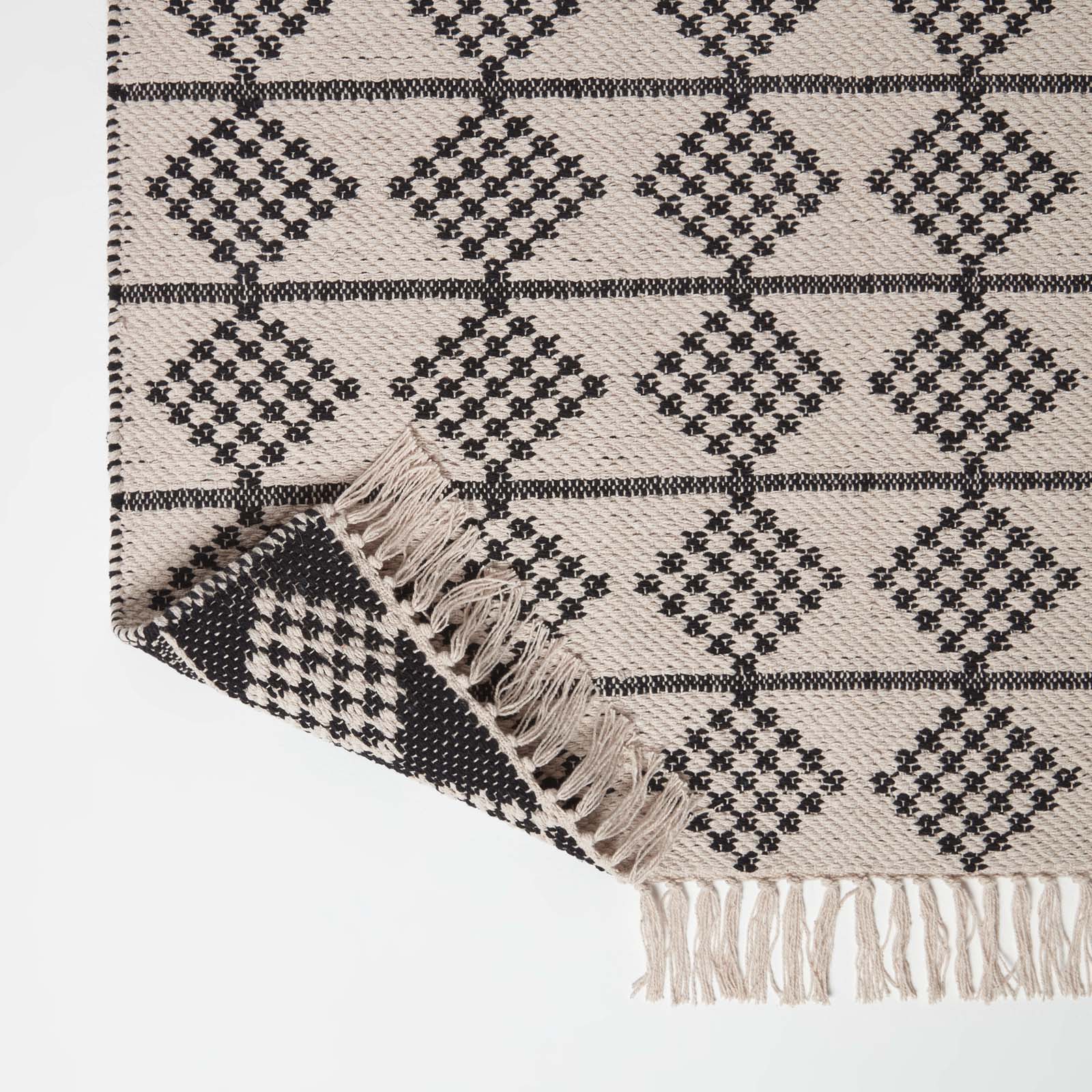 Adana Handwoven Monochrome Cotton Textured Rug | 120cm x 180cm | Natural