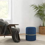 Round Pouffe, Hidden Space, Cushioned Top | Dark Blue