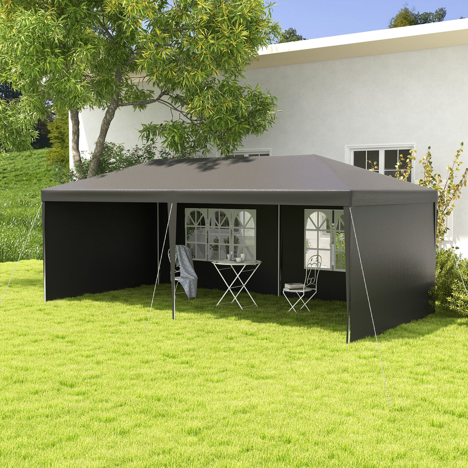 6m X 3m Garden Gazebo Marquee Canopy Party Tent Canopy Patio | Dark Gray
