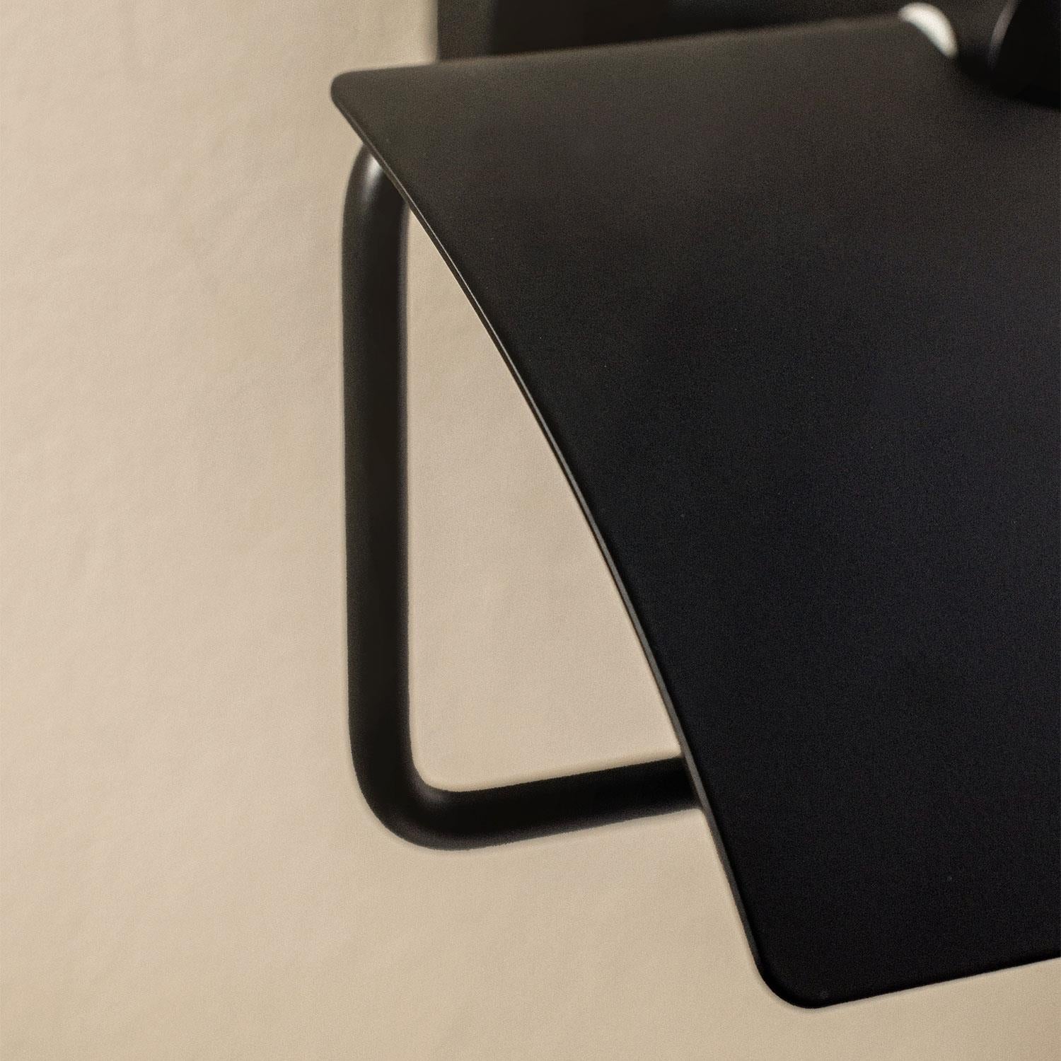 Toilet Roll Holder With Cover, Matt Black Hidden Fixings Start Collection