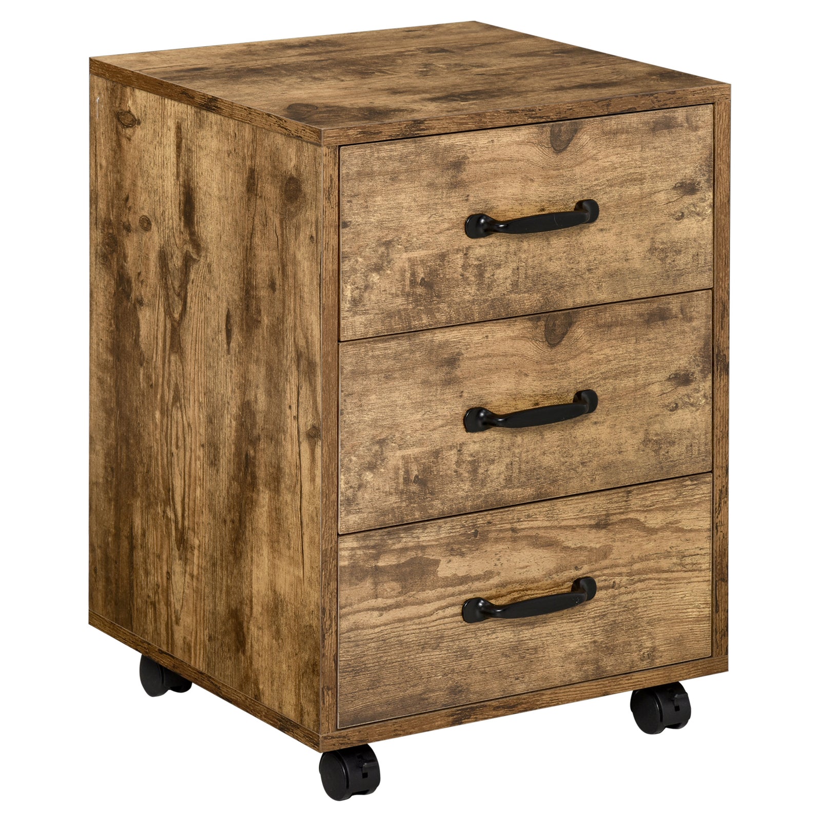 Mobile File Cabinet With 3 Drawers Under Desk | One Size | Brown