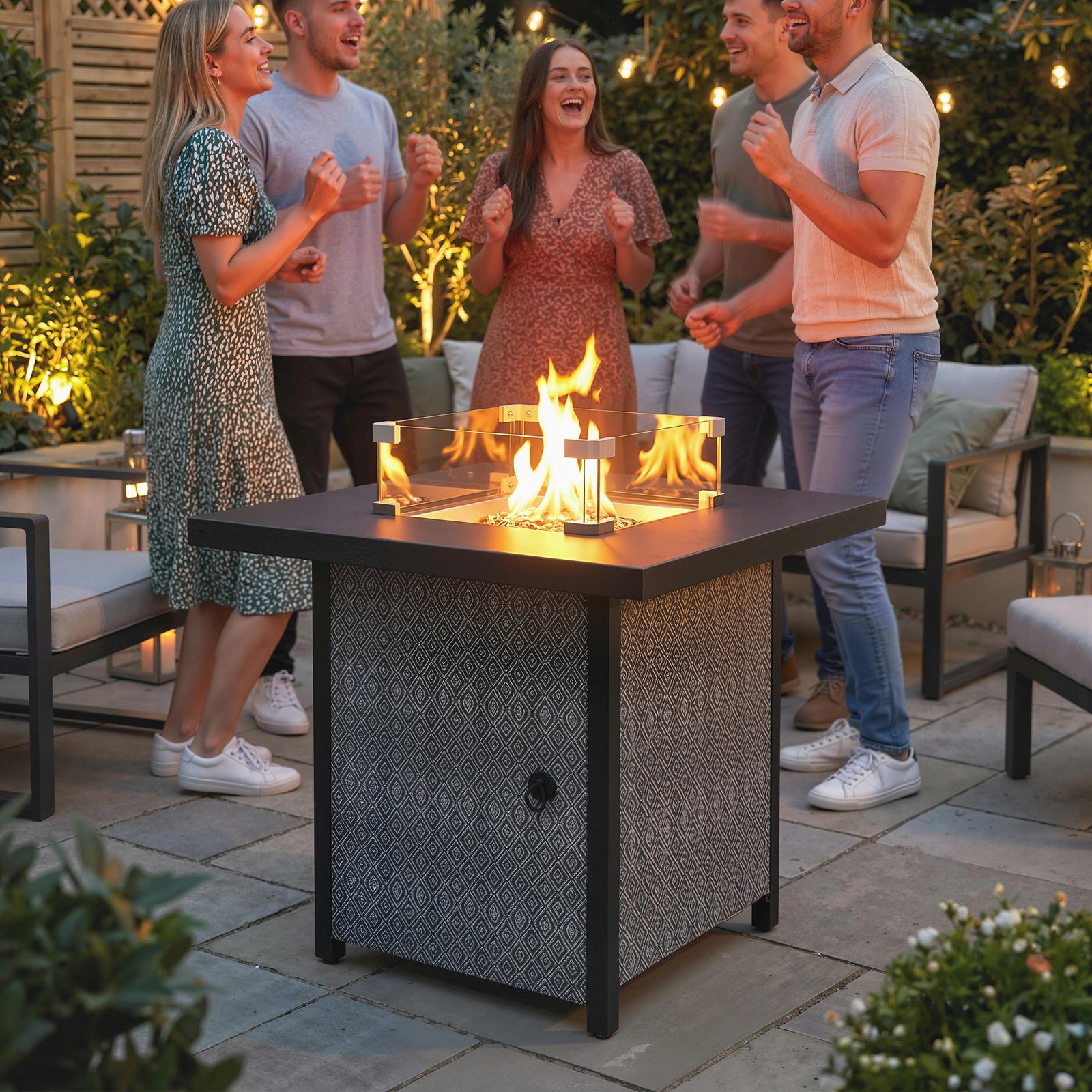 Outsunny Propane Gas Fire Pit Table For Garden, 11.7 Kw Smokeless Firepit