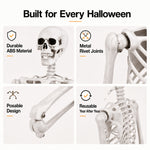 Yezi Halloween Skeleton Life Size 169cm Posable Jointed Abs Spooky Patio White