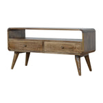 Solid Wood Curved Grey Washed Media Unit