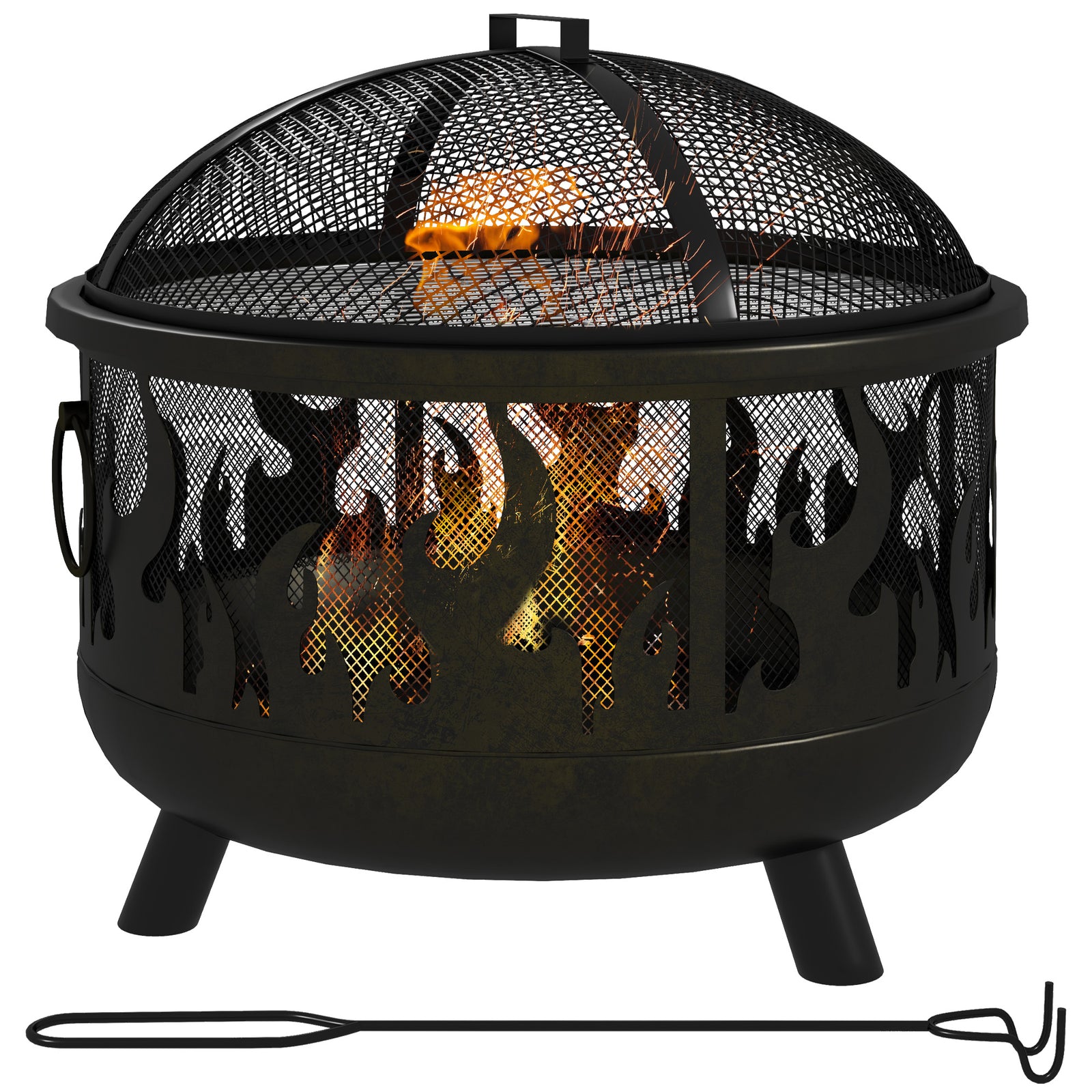61.5cm 2-in-1 Fire Pit & Bbq Garden Heater