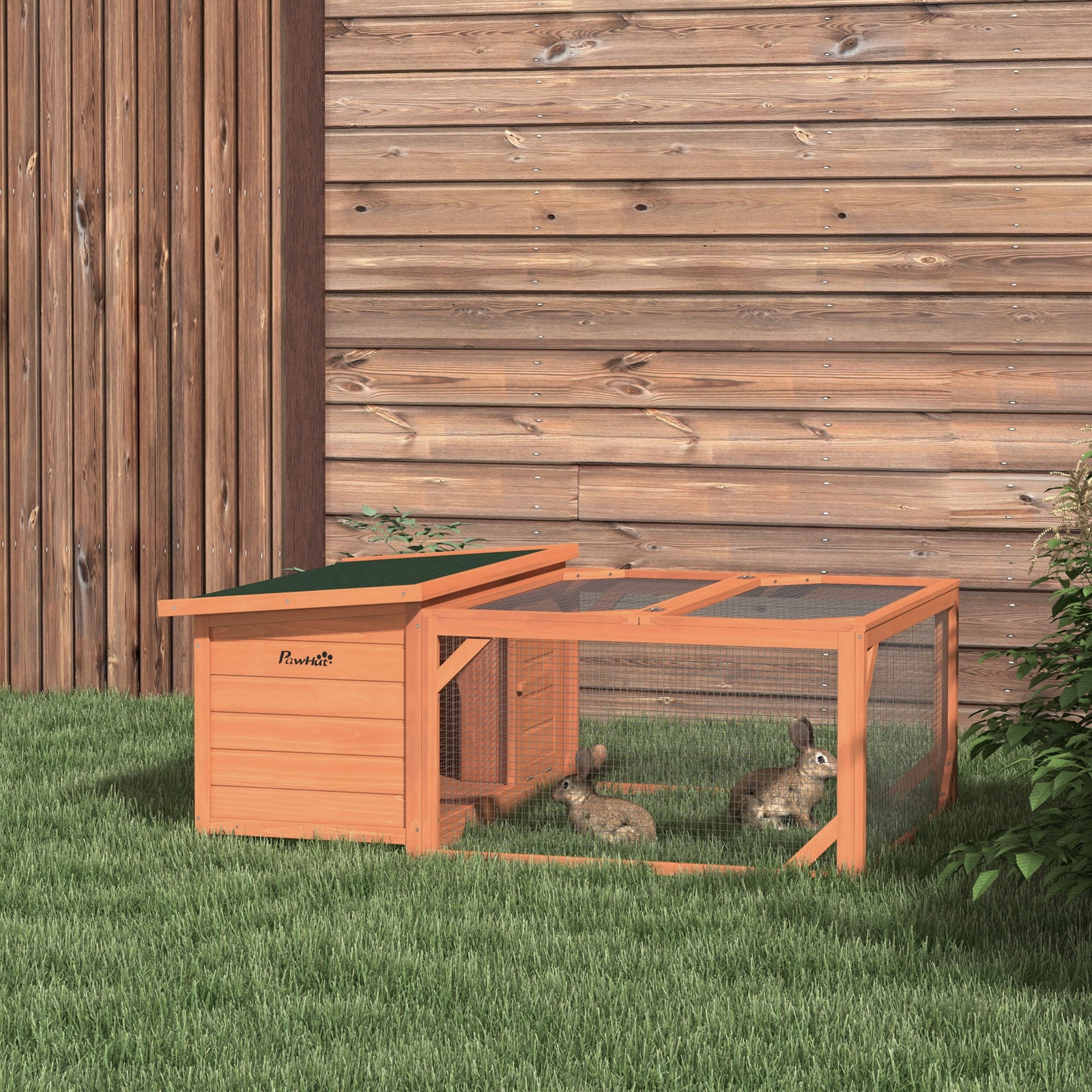 Rabbit Hutch With Run Small Animal Guinea Pig House With Openable Roof