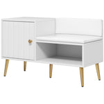 Upholstered Entryway Shoe Bench Storage Cabinet Open Shelf | One Size | White