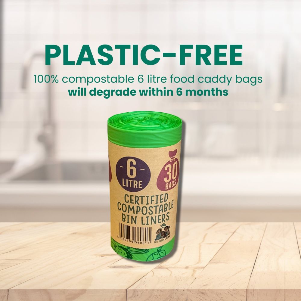 6 Litre Compostable Caddy Bags | Set of 6 | Green