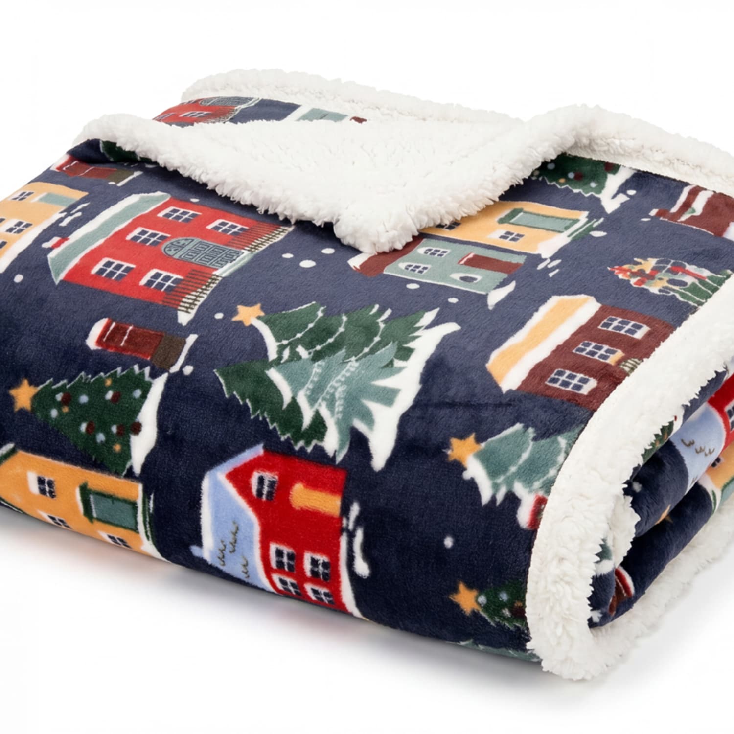 Deyongs Oslo Houses Sherpa Fleece Throw – Printed Scandi Blanket