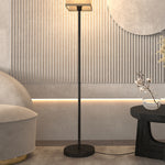 Standing Floor Lamp With Linen Shade, Black