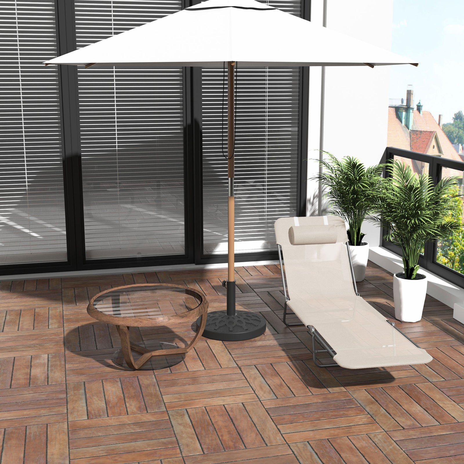 Sun Bed Chair Lounger W/ Adjustable Back | Beige