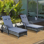 Rattan Sun Lounger Set With Side Table And Cushion