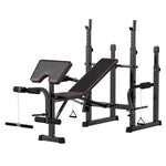 Folding Weight Bench W/ 2 Barbell Rack And Preacher Curl