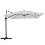 Large Square Patio Parasol With Durable Polyester Canopy, Pa Waterproof Coating, Adjustable Height, 360° Foot Pedal Rotation With Cross Base | One Size | Light Grey