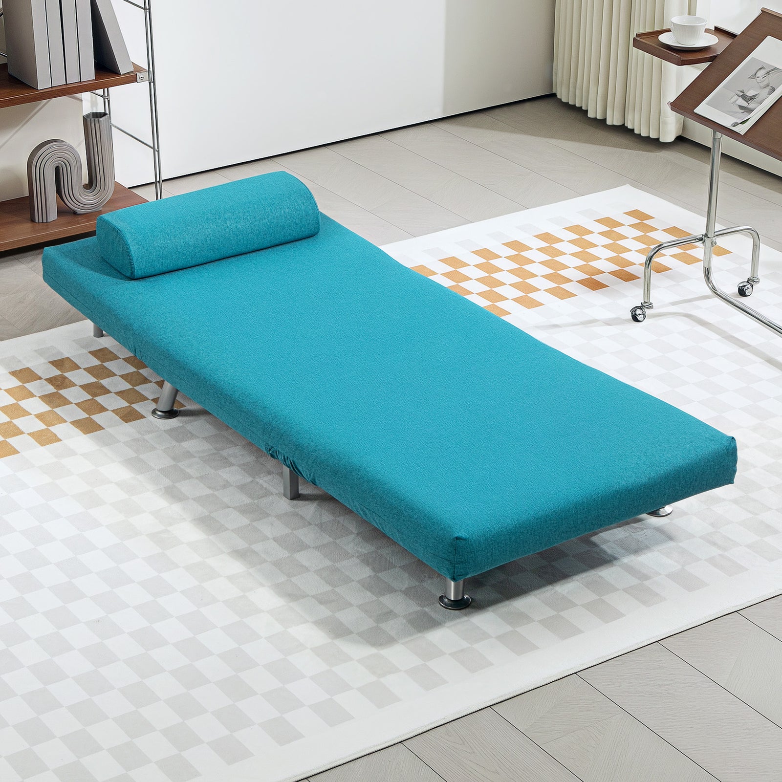 Single Folding 5 Position Convertible Sleeper Chair Sofa Bed | One Size | Dark Blue