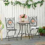3pcs Garden Set 1 Ceramic Tile Table And 2 Foldable Chairs