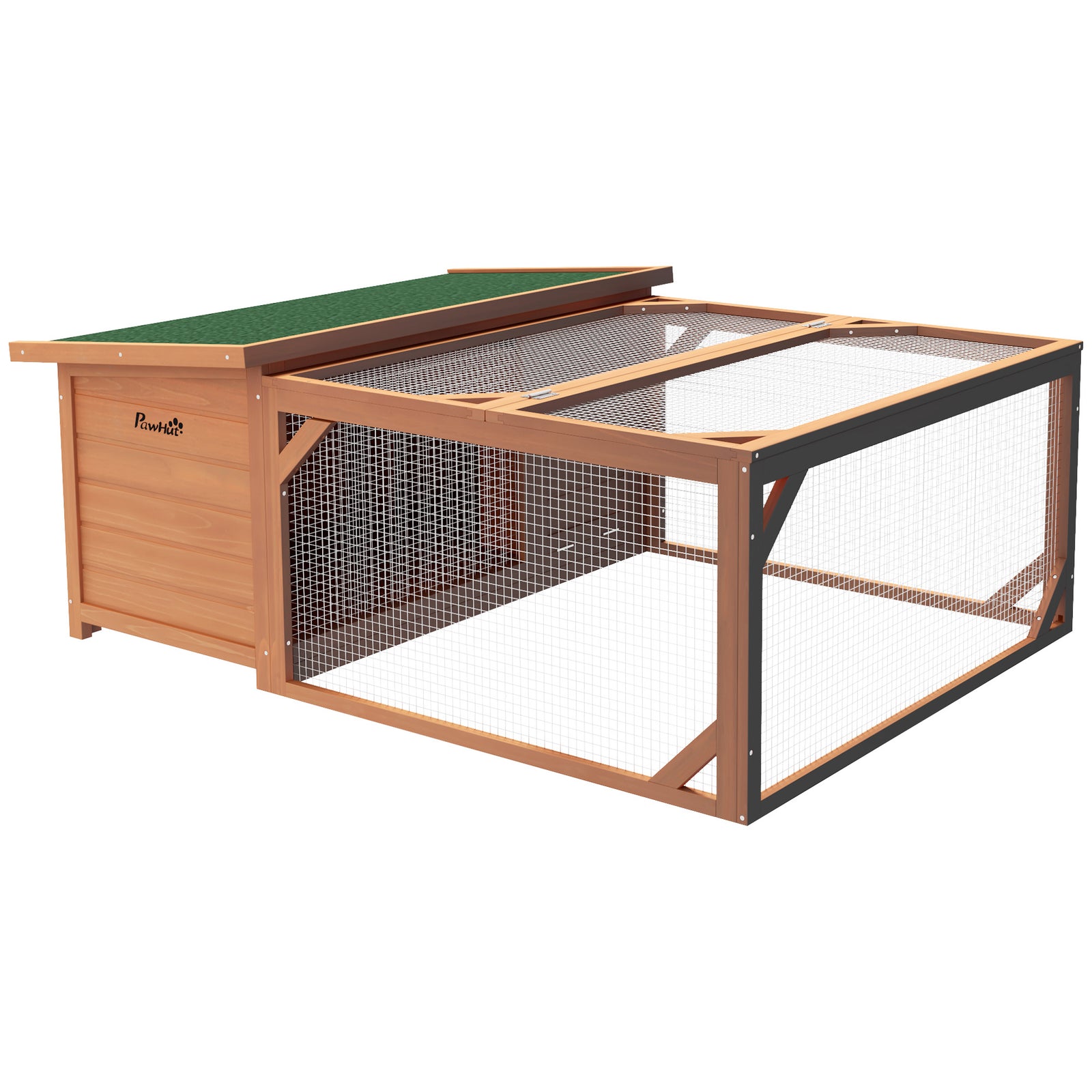 Rabbit Hutch With Run Small Animal Guinea Pig House With Openable Roof
