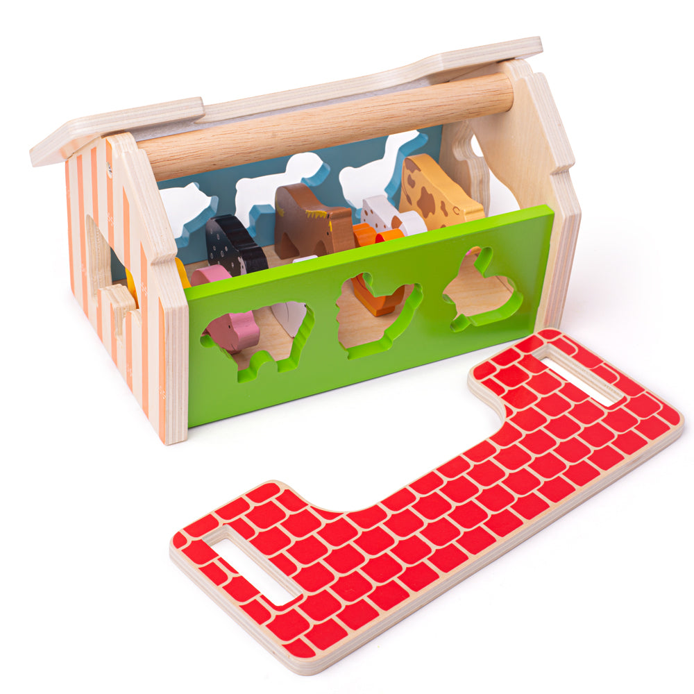 Wooden Farmhouse Shape Sorter Toy