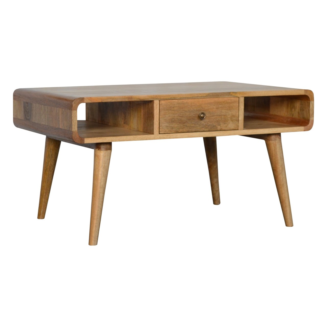 Solid Wood Curved Oak-ish Coffee Table