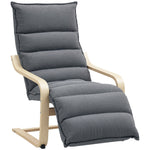 Birch Wood Lounge Chair For Living Room, Bedroom | One Size | Dark Grey
