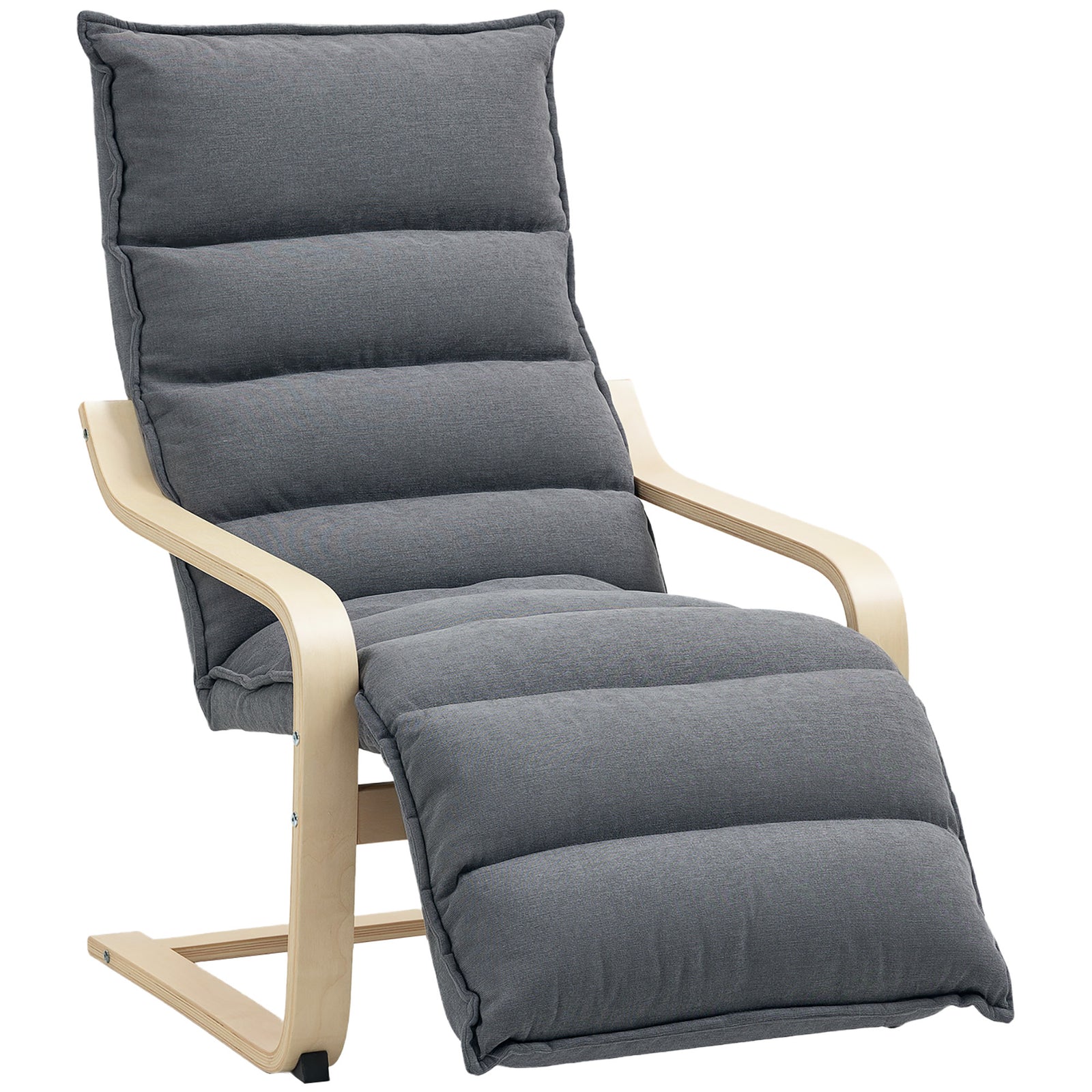 Birch Wood Lounge Chair For Living Room, Bedroom | One Size | Dark Grey