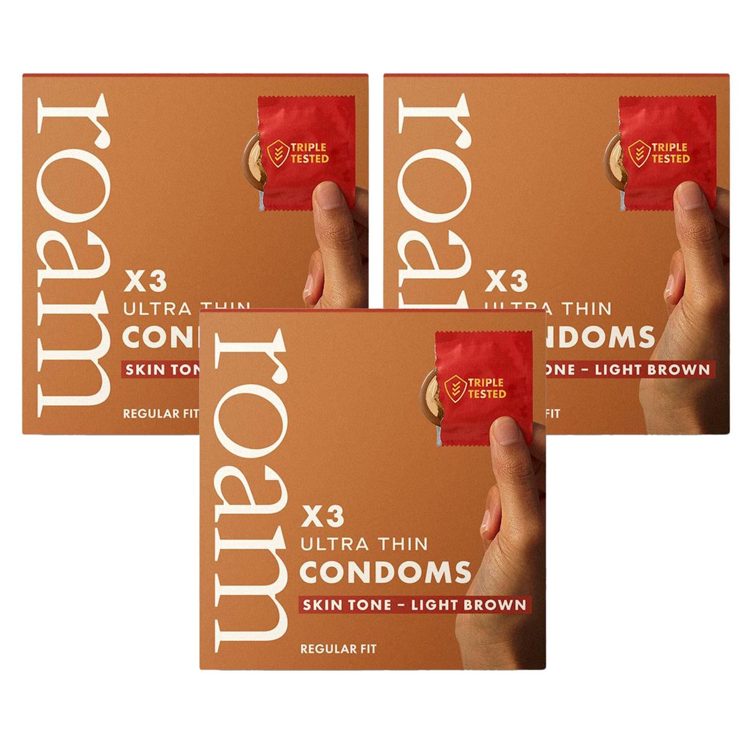 9x Light Brown Condom For Safer Sex & Contraception (3x3 Pk)
