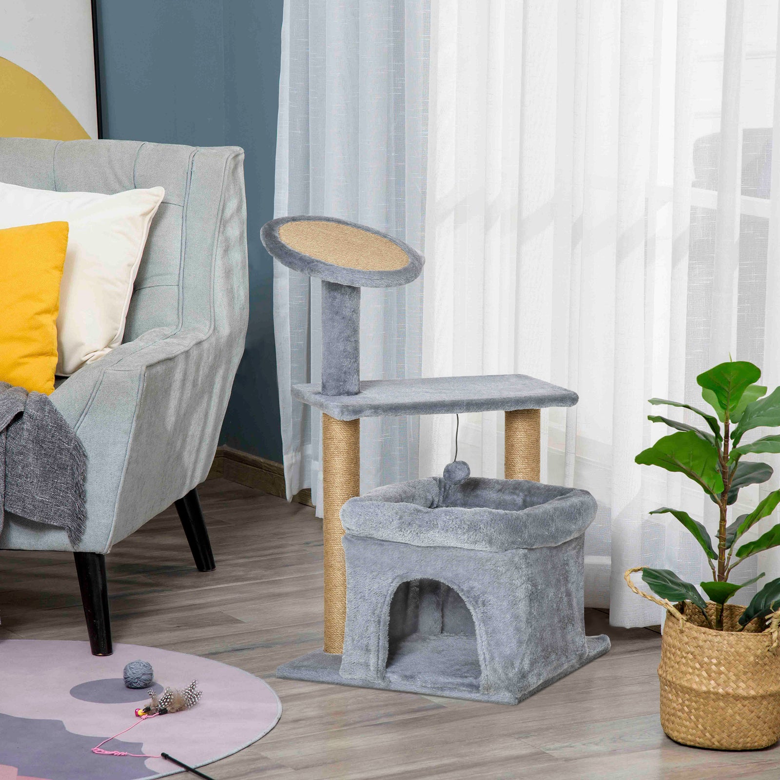 Cat Tree Tower W/ Scratching Posts Pad Condo Perch Bed Ball Kitten Toy