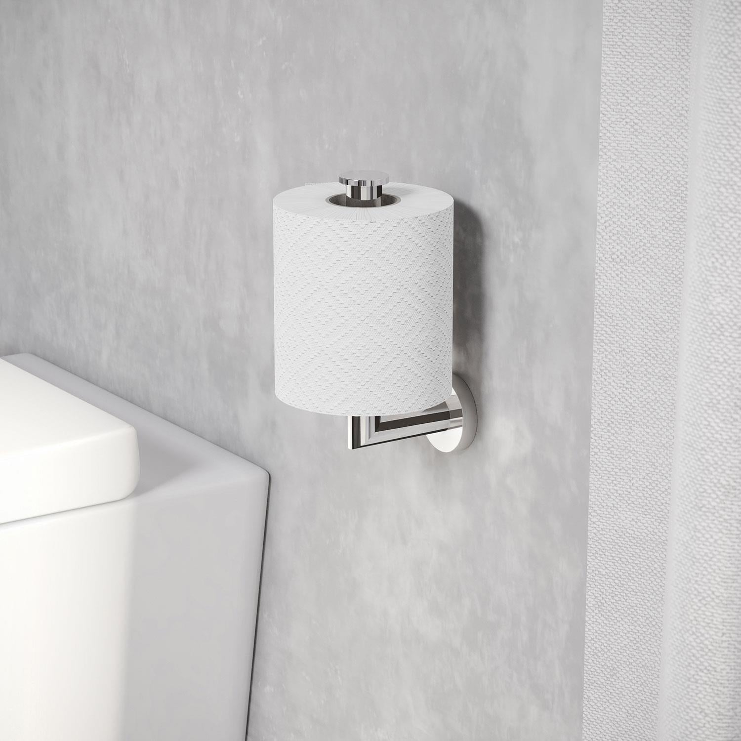 Toilet Roll Holder, Silver Gloss, Wall-mounted, 9 Cm. Collection Kubic