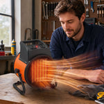 Industrial Fan Heater With Tilting, Adjustable Thermostat | 5000w | Orange