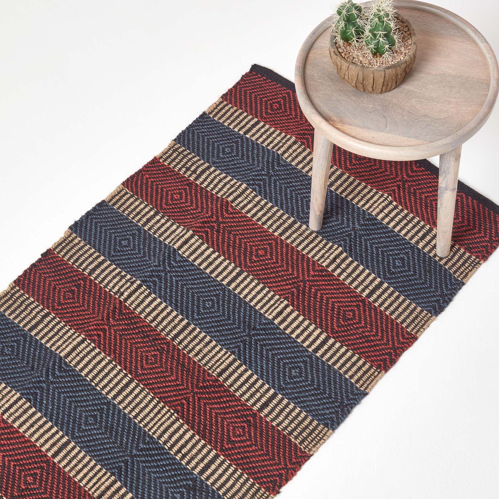 Multicolour Striped Jute Rug | 200cm | Blue