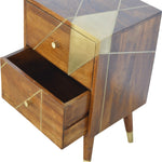 Solid Wood Gold Geometric Chestnut Bedside