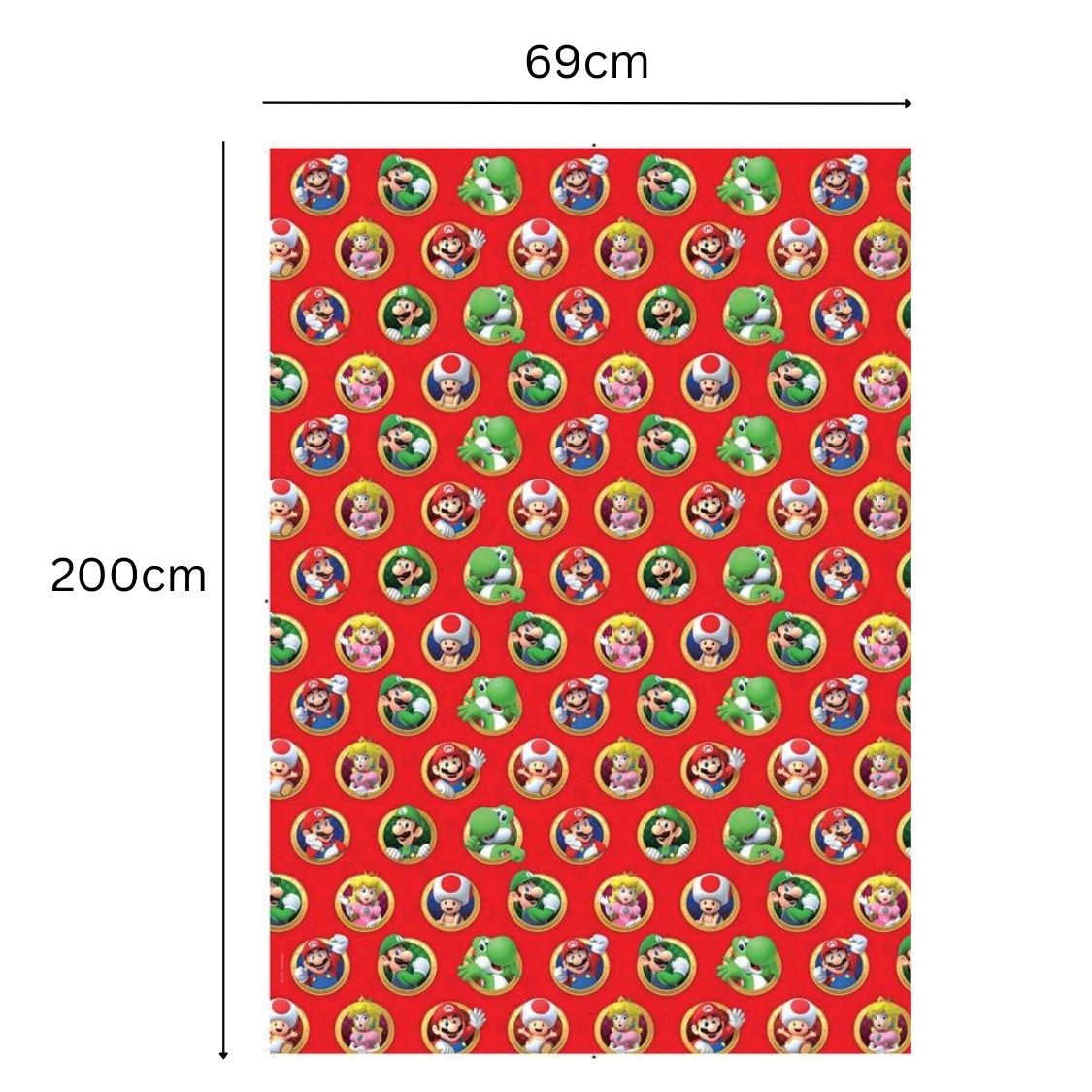 Super Mario Bros Super Mario Bros Super Mario Gift Wrap Roll 2m Official Product