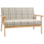 Two Seater Sofa With Rubber Wood Frame Linen Fabric
