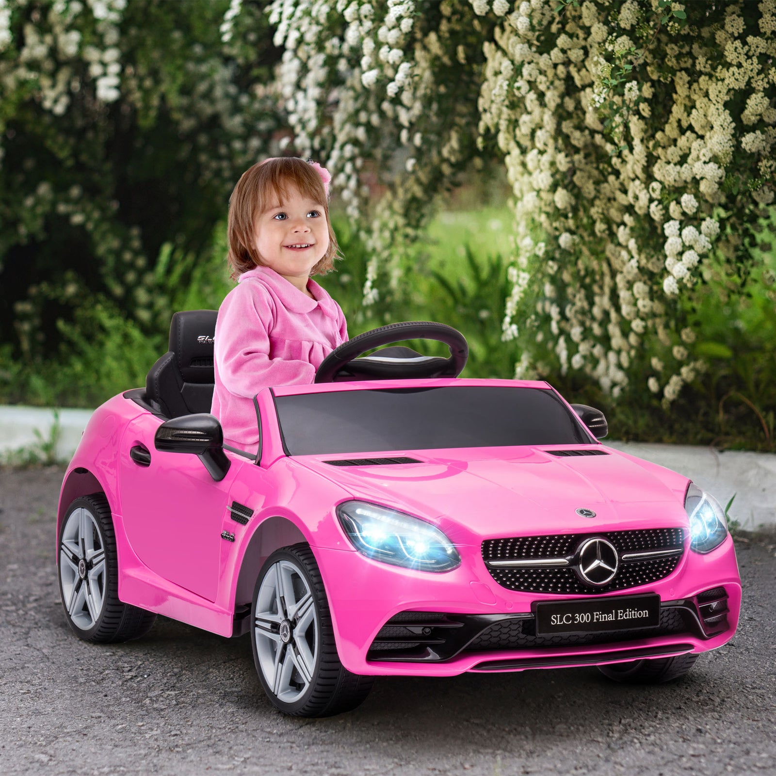Benz 12v Kids Electric Ride On Car W/ Remote Control Music | Pink