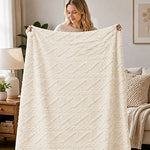 Textured Cable Throw Blanket – Soft Cosy Decorative Throw 150 X 200cm | 150cm x 200cm | Natural
