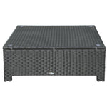 Garden Rattan Side Table,wicker Coffee Desk, Glass Top | Black