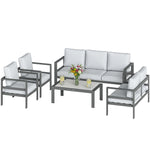Aluminium Garden Furniture Sofa Set With Olefin Cushions | Dark Grey